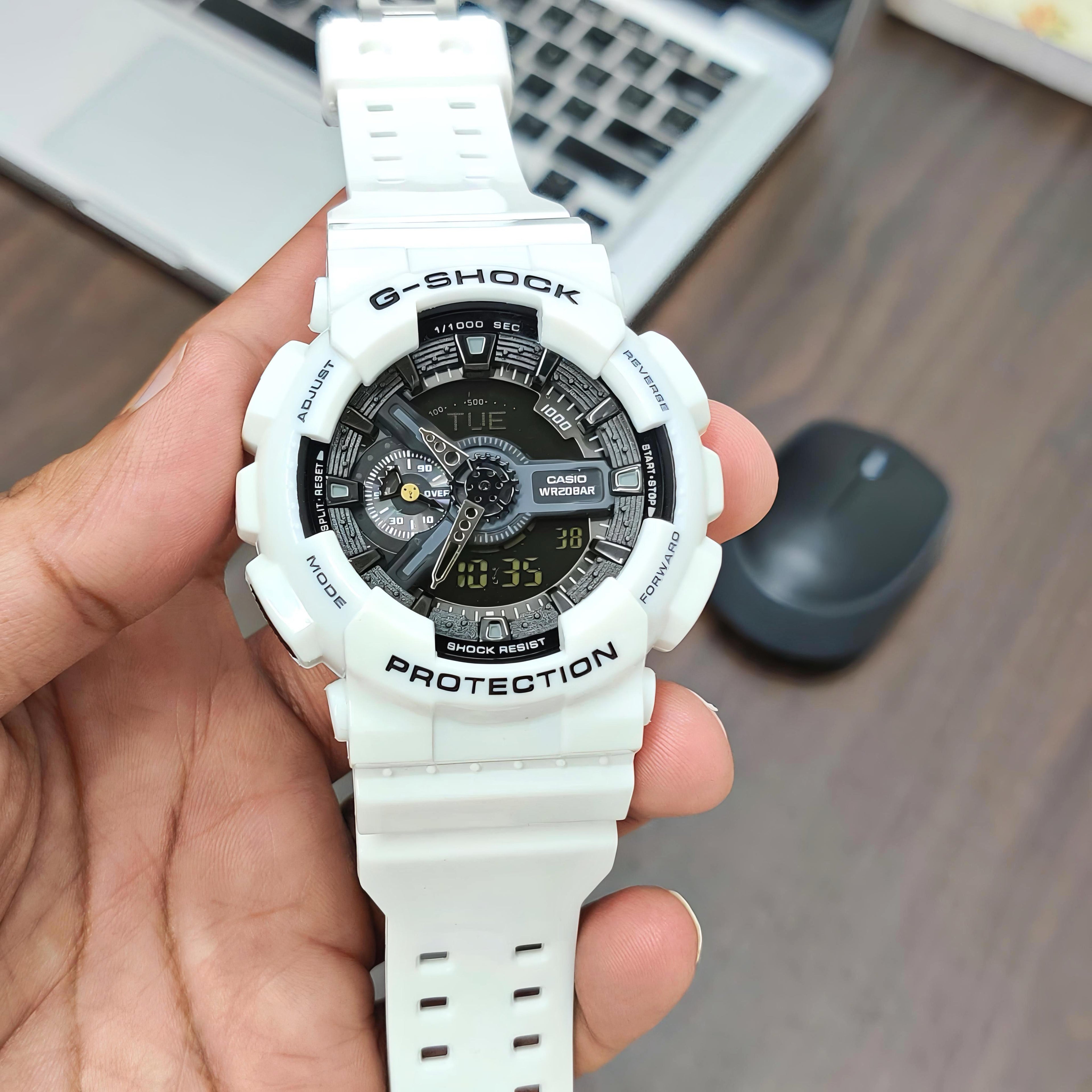 Large White Ana-Digital Sport Watch High-Impact Design