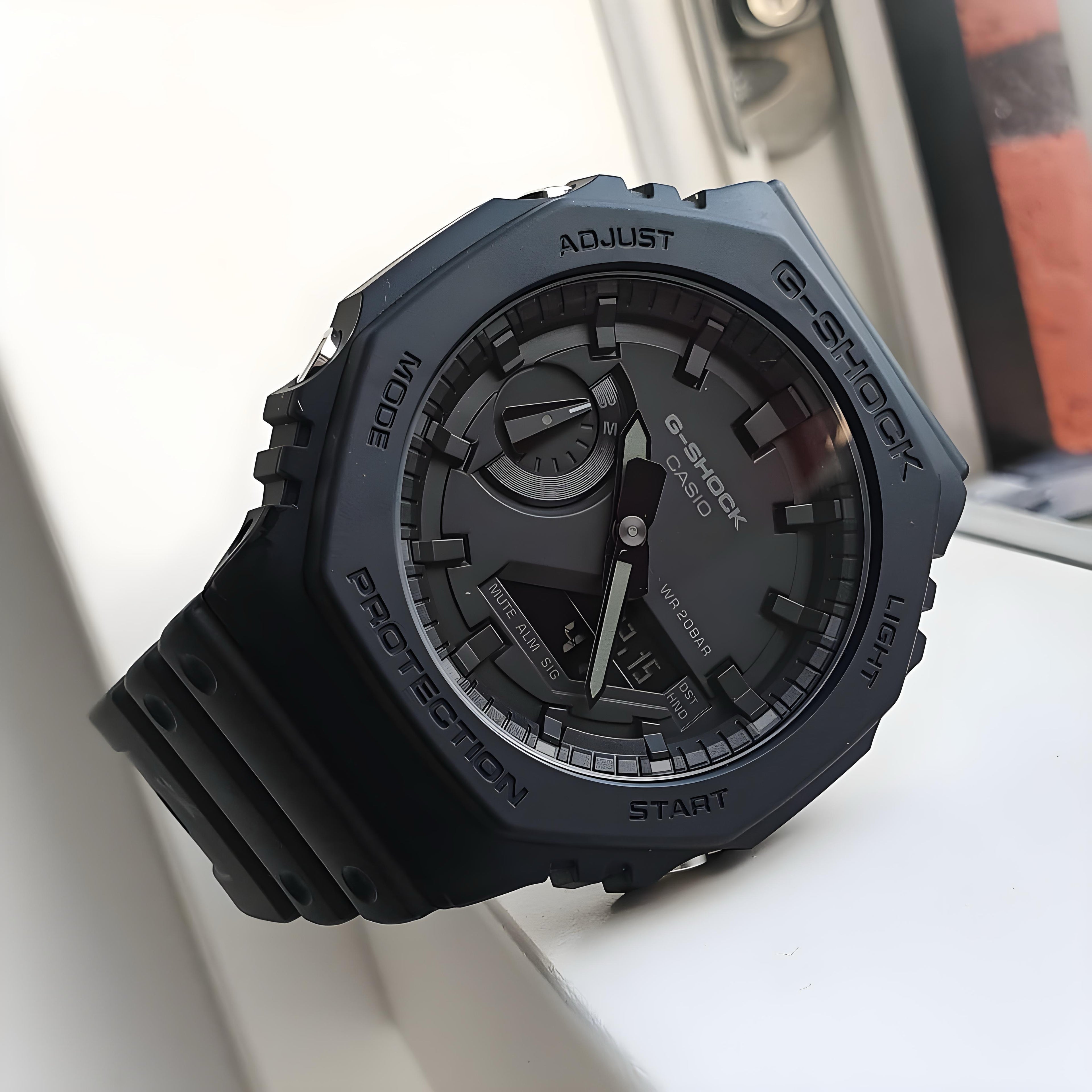 Stealth Black Octagon Ana-Digital Watch Slim Profile